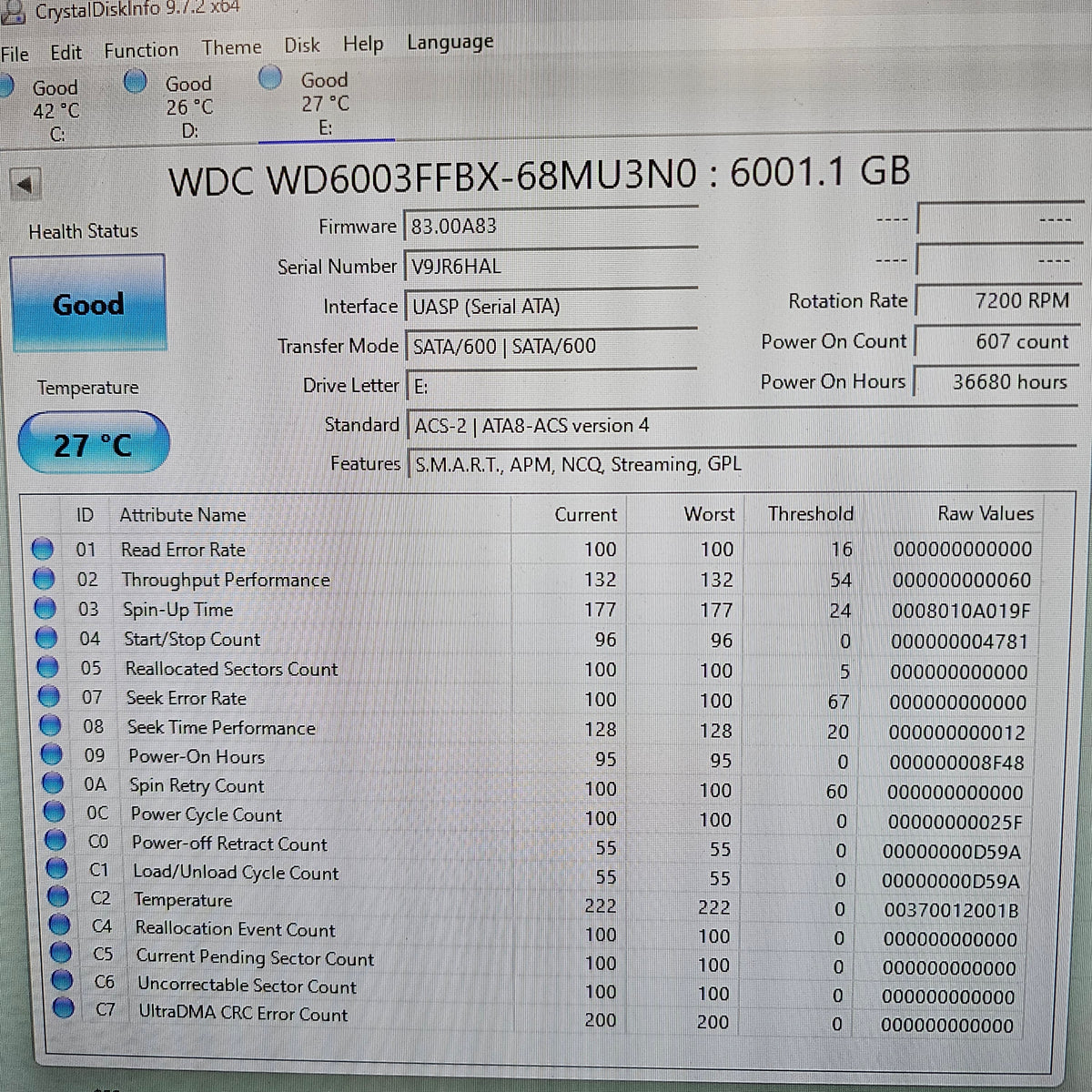 Western Digital 3.5" Red Pro 6TB SATA III 6Gbps HDD WD6003FFBX-68MU3N0